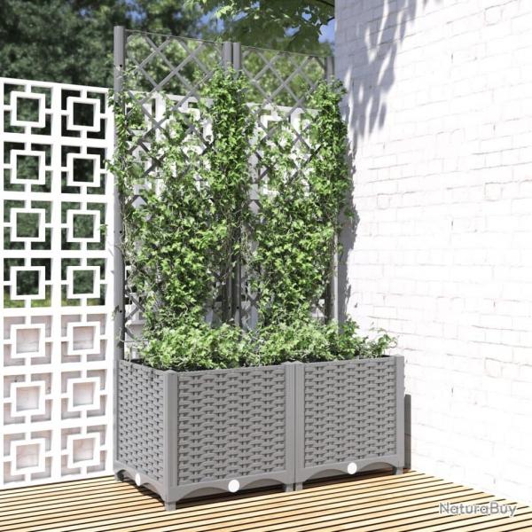 Jardinire avec treillis Gris clair 80x40x136 cm PP alsavelo
