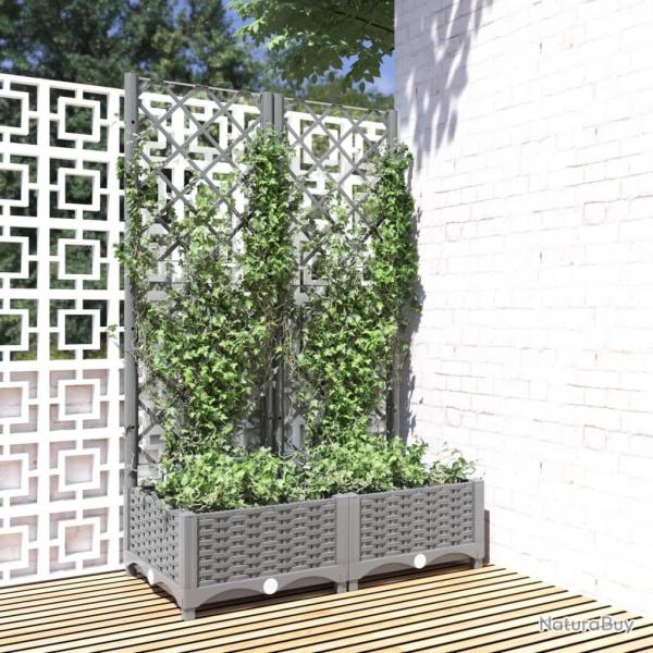 Jardinire avec treillis Gris clair 80x40x121,5 cm PP alsavelo