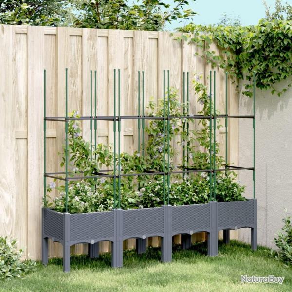 Jardinire avec treillis bleu gris 160x40x142,5 cm PP alsavelo