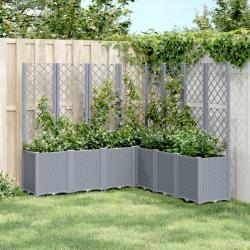 Jardinière avec treillis bleu gris 160x160x140 cm PP alsavelo