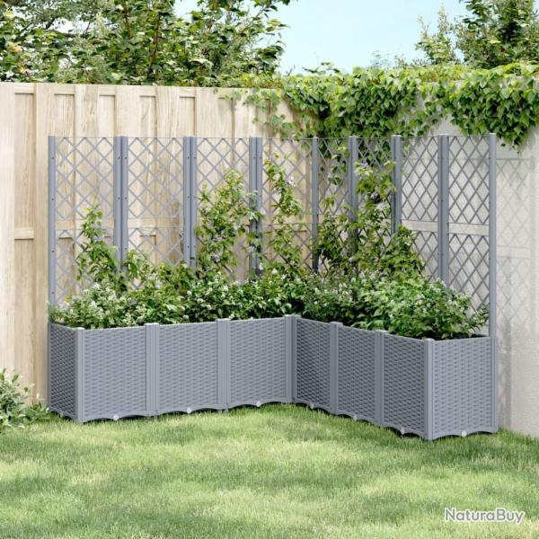 Jardinire avec treillis bleu gris 160x160x140 cm PP alsavelo