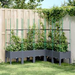 Jardinière avec treillis bleu gris 160x120x142,5 cm PP alsavelo
