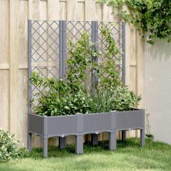 Jardinière avec treillis bleu gris 120x40x142 cm PP alsavelo