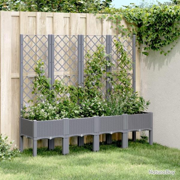Jardinire avec treillis bleu gris 160x40x142 cm PP alsavelo