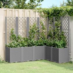 Jardinière avec treillis gris clair 160x120x140 cm PP alsavelo