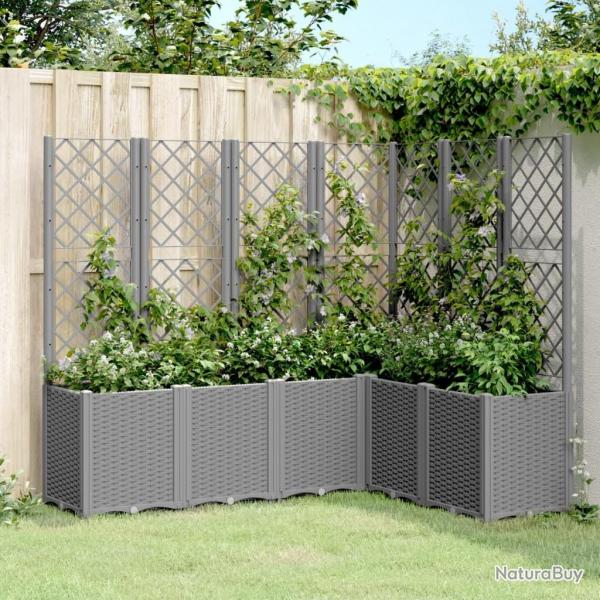 Jardinire avec treillis gris clair 160x120x140 cm PP alsavelo