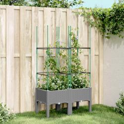 Jardinière avec treillis gris clair 80x40x142,5 cm PP alsavelo