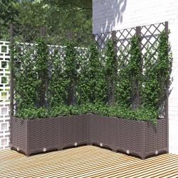 Jardinière avec treillis Marron 120x120x136 cm PP alsavelo