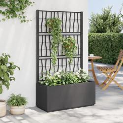 Jardinière avec treillis gris foncé 80x36x140 cm PP alsavelo