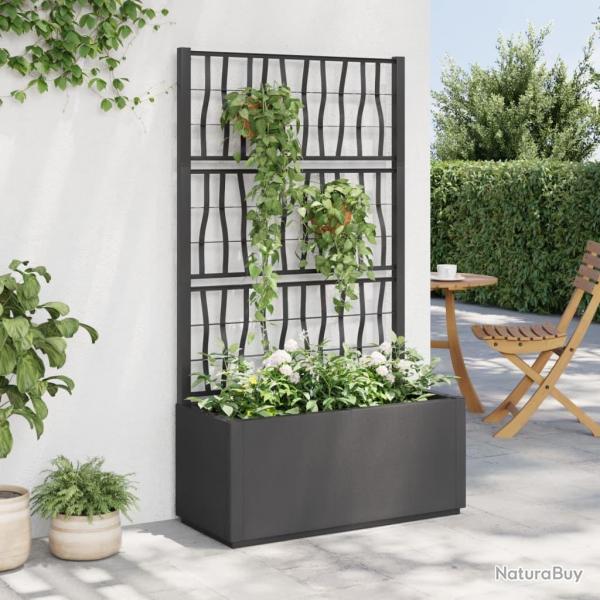 Jardinire avec treillis gris fonc 80x36x140 cm PP alsavelo