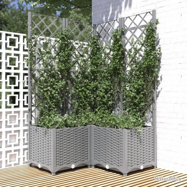Jardinire avec treillis Gris clair 80x80x136 cm PP alsavelo