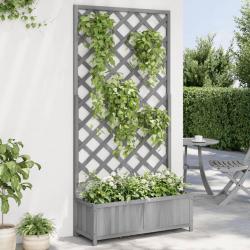 Jardinière avec treillis gris bois massif de sapin alsavelo
