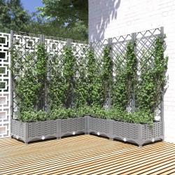 Jardinière avec treillis Gris clair 120x120x121,5 cm PP alsavelo