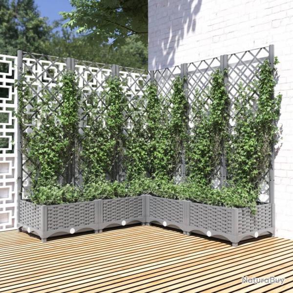 Jardinire avec treillis Gris clair 120x120x121,5 cm PP alsavelo