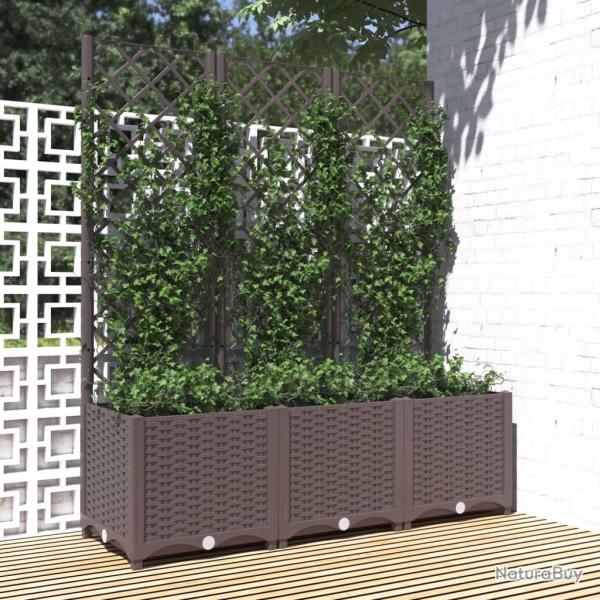 Jardinire avec treillis Marron 120x40x136 cm PP alsavelo