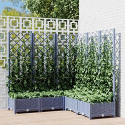 Jardinière avec treillis bleu gris 120x120x121,5 cm PP alsavelo