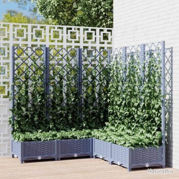 Jardinire avec treillis bleu gris 120x120x121,5 cm PP alsavelo