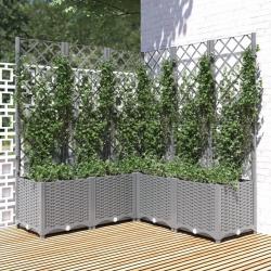 Jardinière avec treillis gris clair 120x120x136cm polypropylène alsavelo