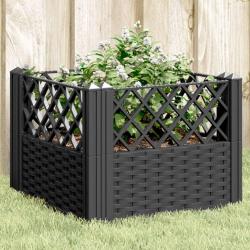 Jardinière avec piquets noir 43,5x43,5x43,5 cm PP alsavelo