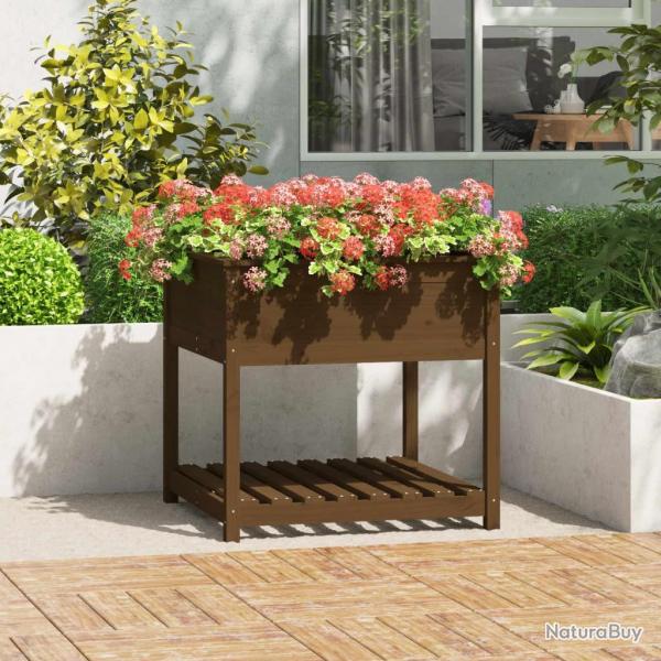 Jardinire avec tagre Marron miel 82,5x82,5x81 cm Bois de pin alsavelo