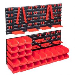 Kit de bacs de stockage et panneaux muraux 103pcs rouge et noir alsavelo