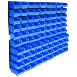 Kit de bacs de stockage avec panneaux muraux 96 pcs Bleu alsavelo