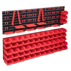 Kit de bacs de stockage et panneaux muraux 141pcs rouge et noir alsavelo