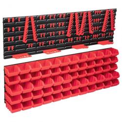 Kit de bacs de stockage et panneaux muraux 136pcs rouge et noir alsavelo