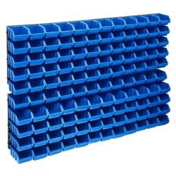 Kit de bacs de stockage et panneaux muraux 128 pcs Bleu et noir alsavelo