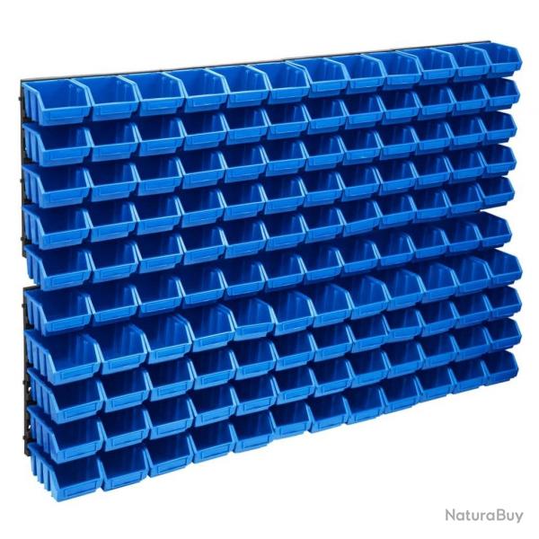 Kit de bacs de stockage et panneaux muraux 128 pcs Bleu et noir alsavelo