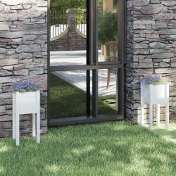 Jardinières d'extérieur 2 pcs Blanc 31x31x70 cm Bois de pin alsavelo