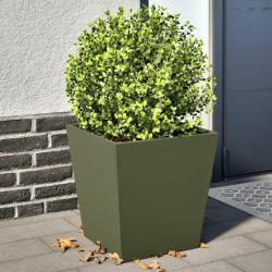 Jardinières 2 pcs vert olive 40x40x40 cm acier alsavelo