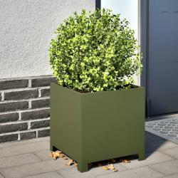 Jardinières 2 pcs vert olive 40x40x40 cm acier alsavelo