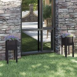 Jardinières d'extérieur 2 pcs Noir 31x31x70 cm Bois de pin alsavelo