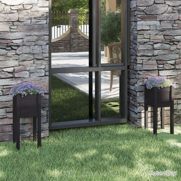 Jardinires d'extrieur 2 pcs Noir 31x31x70 cm Bois de pin alsavelo