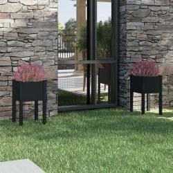 Jardinières d'extérieur 2pcs Noir 40x40x70cm Bois de pin massif alsavelo