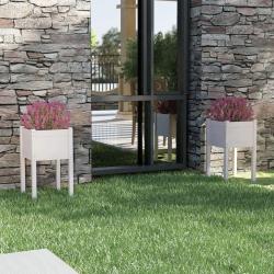 Jardinières d'extérieur 2 pcs Blanc 40x40x70 cm Bois de pin alsavelo