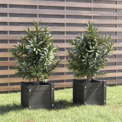 Jardinières d'extérieur 2 pcs Gris 31x31x31 cm Bois de pin alsavelo