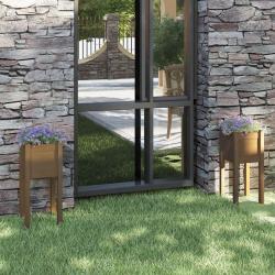 Jardinières d'extérieur 2 pcs Marron miel 31x31x70cm Pin massif alsavelo