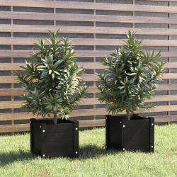 Jardinières d'extérieur 2 pcs Noir 31x31x31 cm Bois de pin alsavelo