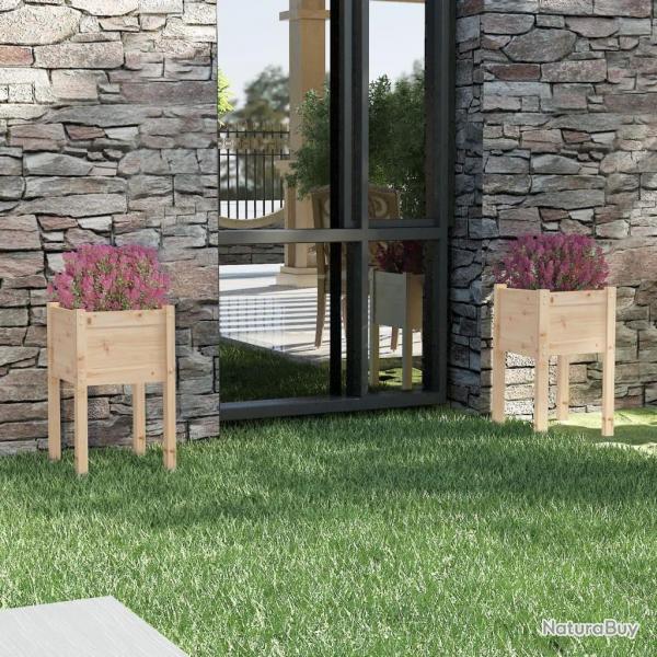 Jardinires d'extrieur 2 pcs 40x40x70 cm bois de pin massif alsavelo