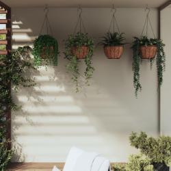 Jardinières suspendues 4 pcs avec doublure coco Noir Ø 30x52 cm alsavelo