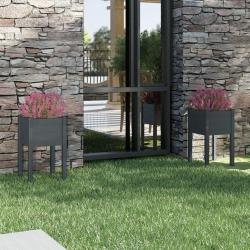 Jardinières d'extérieur 2pcs Gris 40x40x70cm Bois de pin massif alsavelo