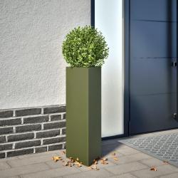 Jardinières 2 pcs vert olive triangulaire 30x26x75 cm acier alsavelo
