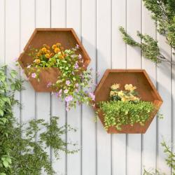Jardinières murales 2 pcs Rouillé Acier corten 46x10x40 cm alsavelo