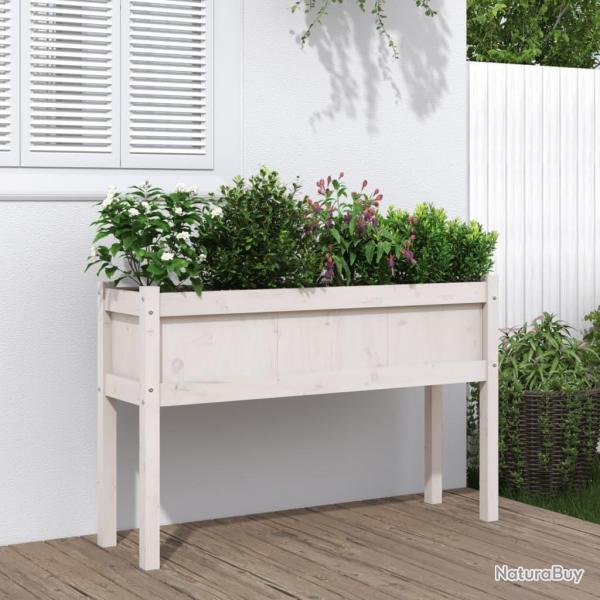 Jardinires avec pieds blanc 110x31x70 cm bois de pin massif alsavelo