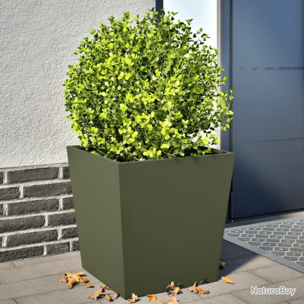 Jardinires 2 pcs vert olive 50x50x50 cm acier alsavelo
