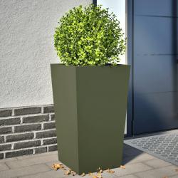 Jardinières 2 pcs vert olive 45x45x75 cm acier alsavelo