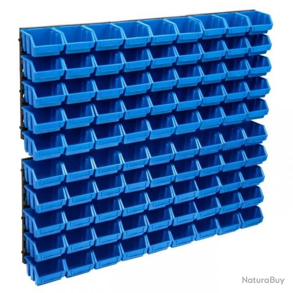 Kit de bacs de stockage et panneaux muraux 96 pcs Bleu et noir alsavelo