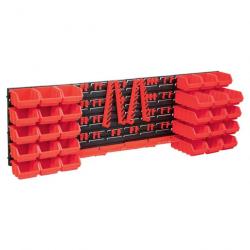 Kit de bacs de stockage et panneaux muraux 80 pcs Rouge et noir alsavelo